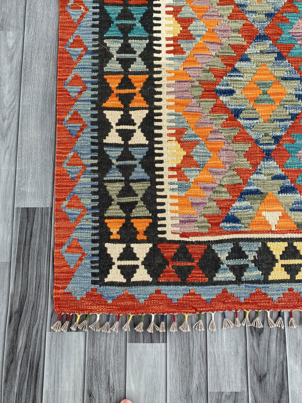 Handmade Afghan Chobi Kilim Rug 242x182 cm KAS#759