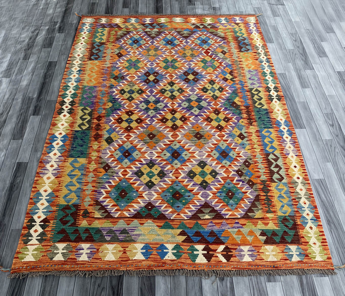 Handmade Afghan Chobi Kilim Rug 284x207 cm KAS#762
