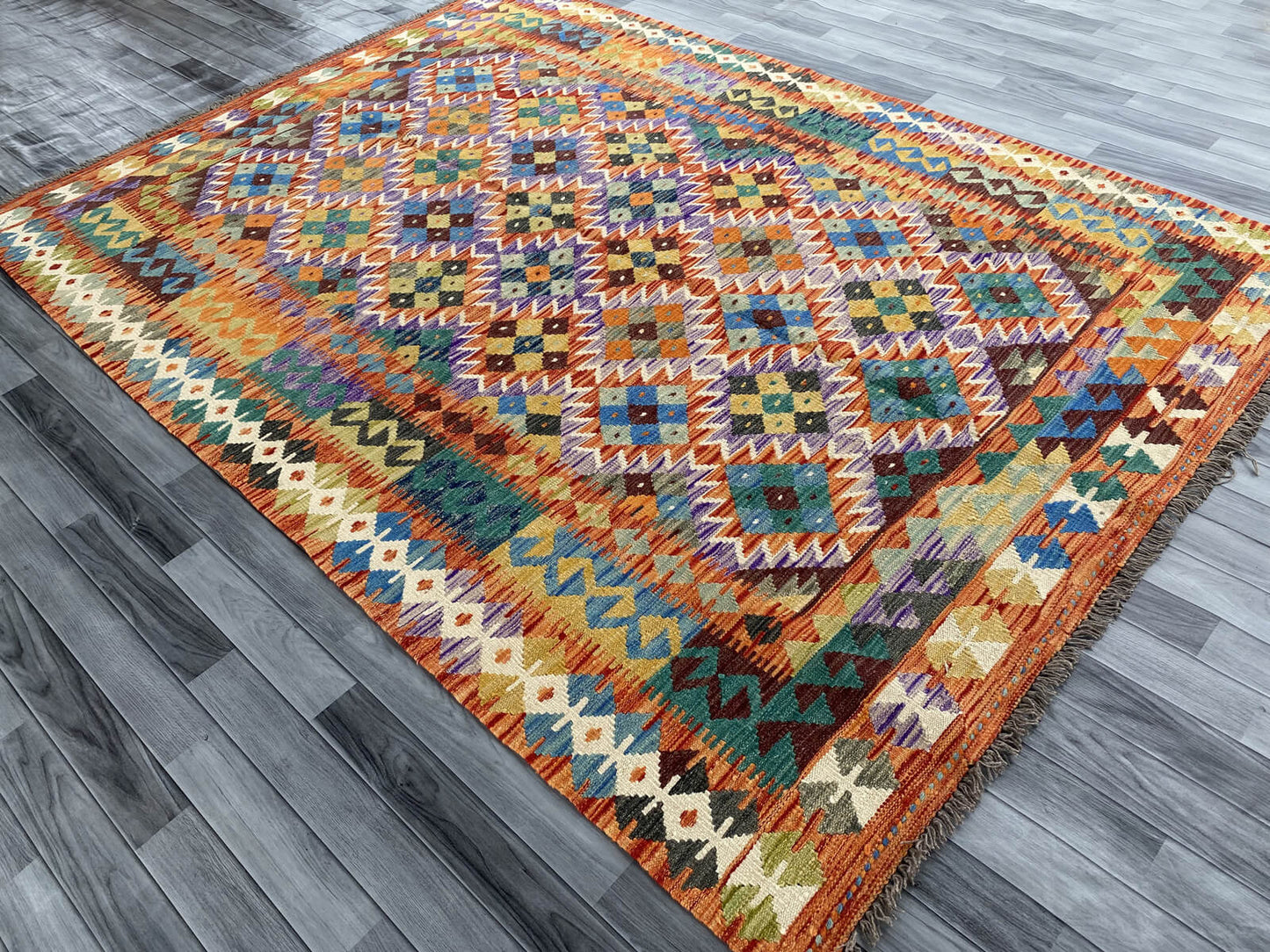 Handmade Afghan Chobi Kilim Rug 284x207 cm KAS#762
