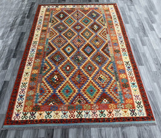 Handmade Afghan Chobi Kilim Rug 306x203 cm KAS#763