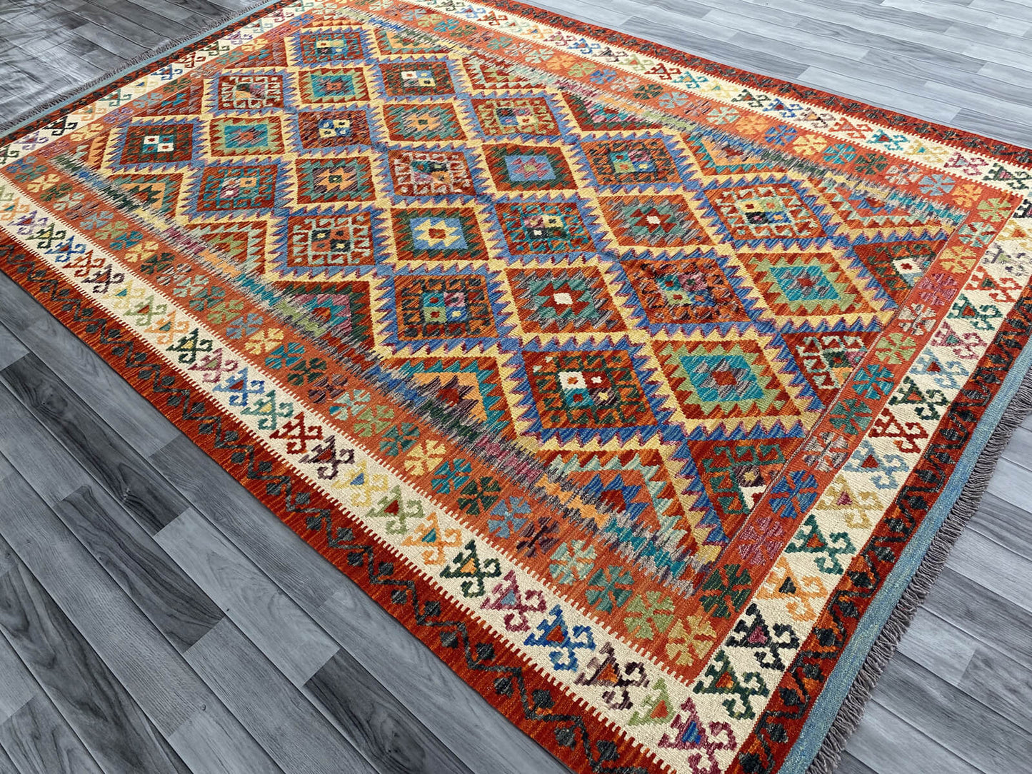 Handmade Afghan Chobi Kilim Rug 306x203 cm KAS#763