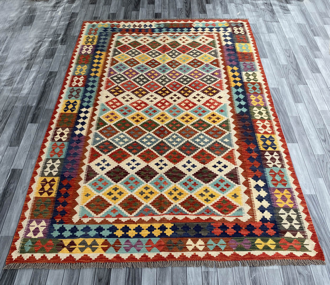 Handmade Afghan Chobi Kilim Rug 294x204 cm KAS#764