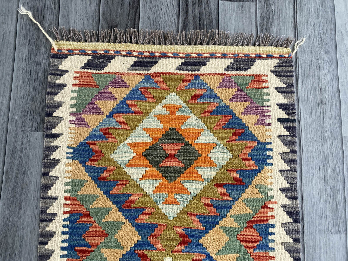 Handmade Afghan Chobi Kilim Rug 87x58 cm KAS#766