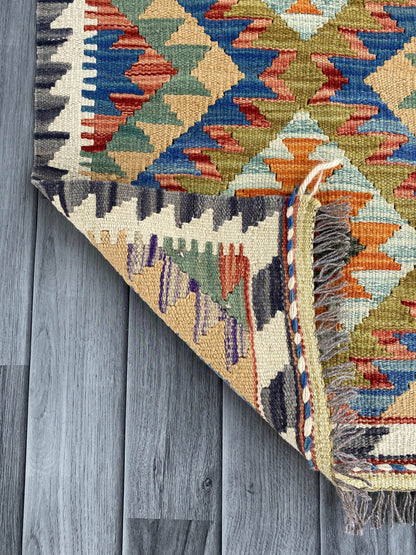 Handmade Afghan Chobi Kilim Rug 87x58 cm KAS#766