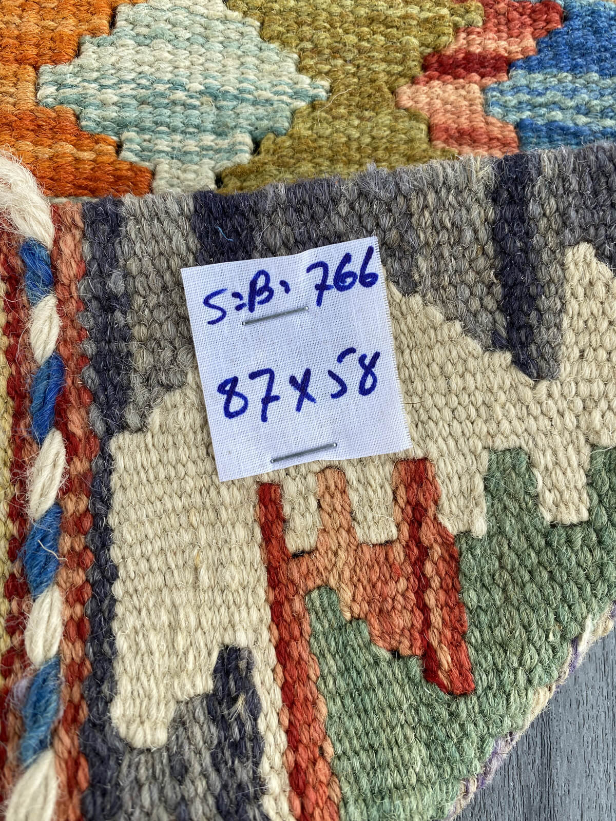 Handmade Afghan Chobi Kilim Rug 87x58 cm KAS#766