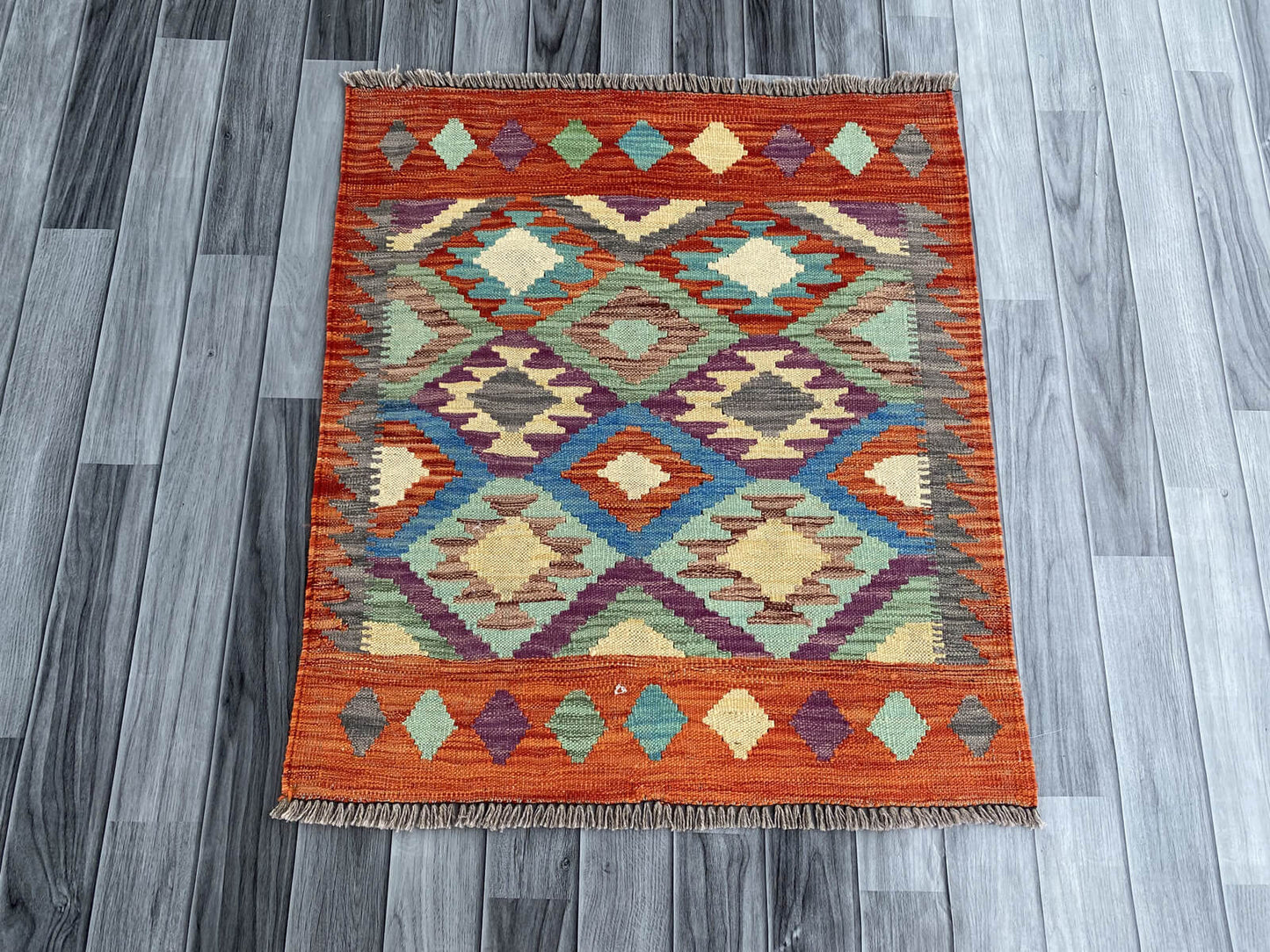 Handmade Afghan Chobi Kilim Rug 90x81 cm KAS#767
