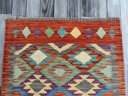 Handmade Afghan Chobi Kilim Rug 90x81 cm KAS#767