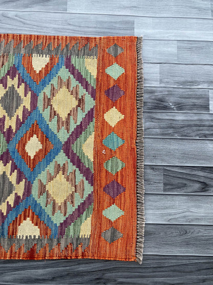 Handmade Afghan Chobi Kilim Rug 90x81 cm KAS#767