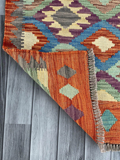 Handmade Afghan Chobi Kilim Rug 90x81 cm KAS#767