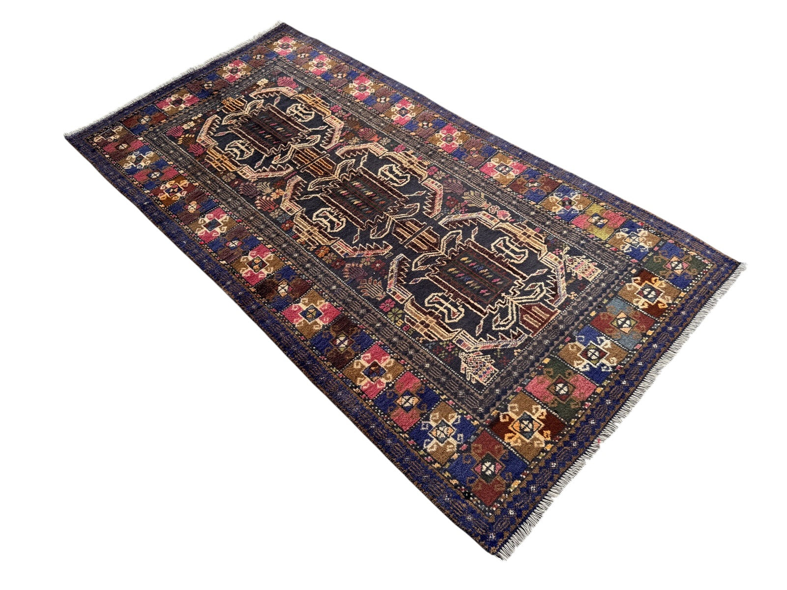 Handmade Traditional Afghan Balochi Rug  217 CM x 106 CM SK#1475