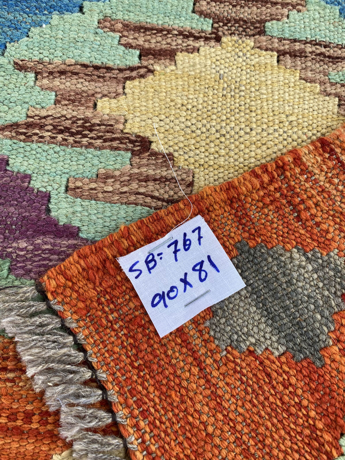 Handmade Afghan Chobi Kilim Rug 90x81 cm KAS#767