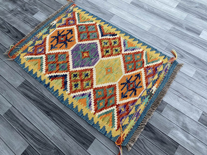 Handmade Afghan Chobi Kilim Rug 120x80 cm KAS#768