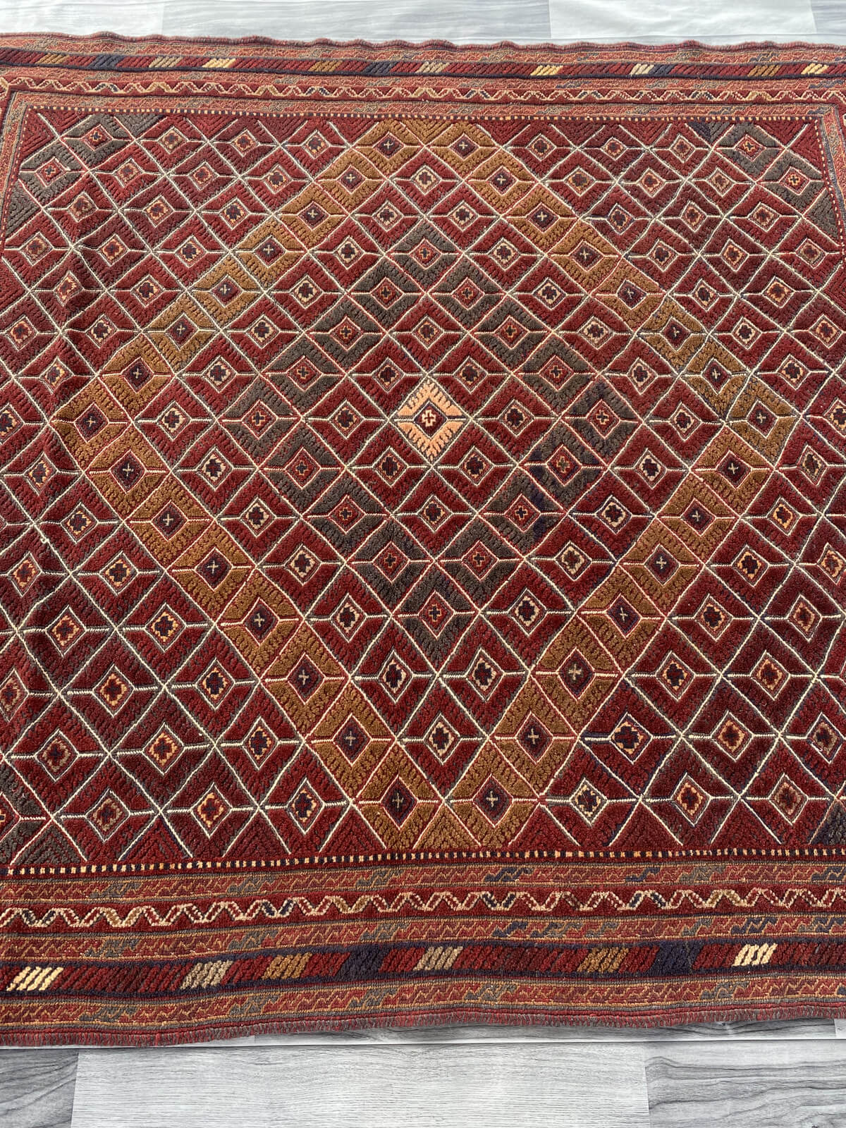 Handmade Afghan Tribal Meshwani Rug 177x162 cm KAS#769