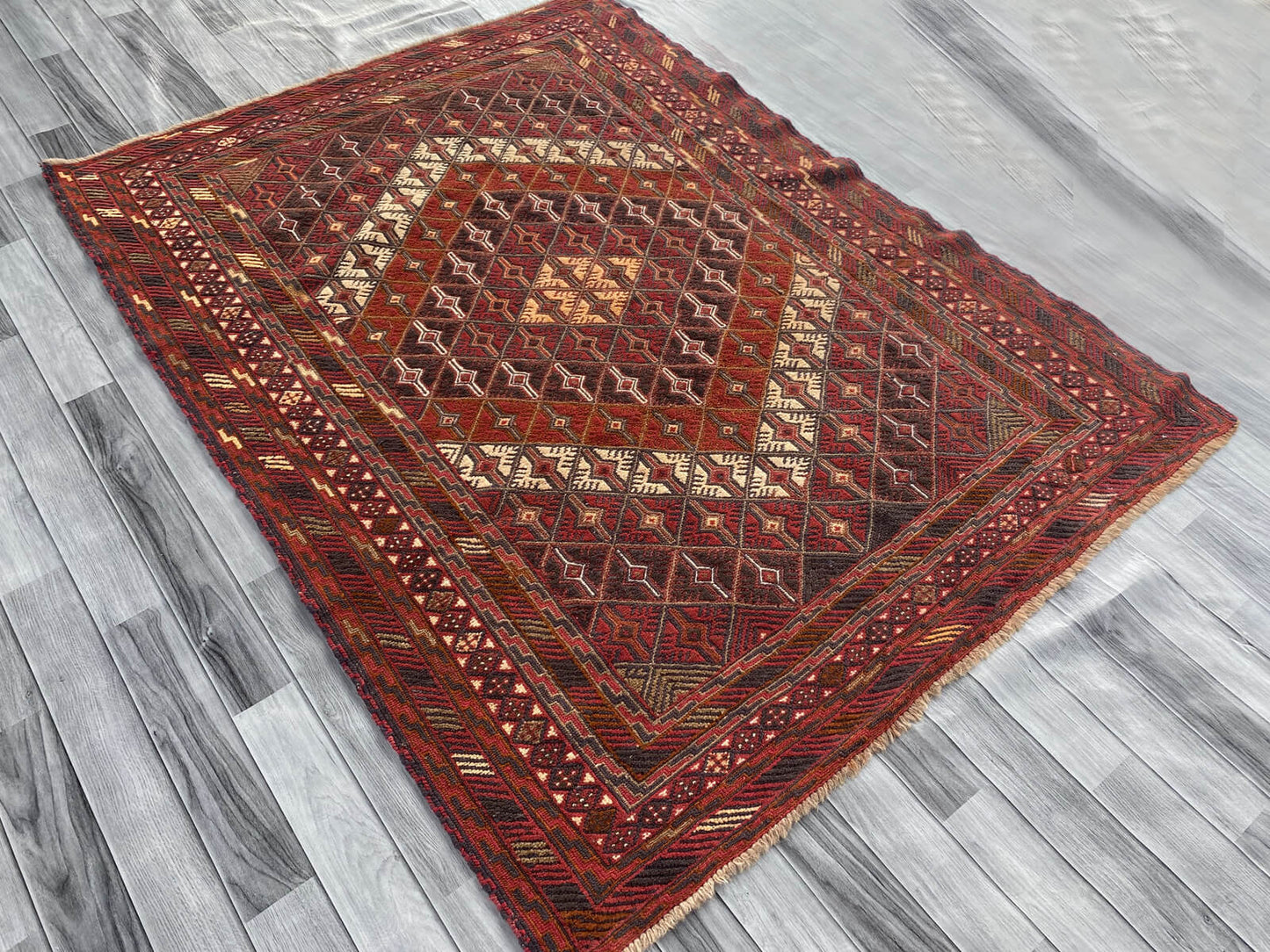 Handmade Afghan Tribal Meshwani Rug 195x145 cm KAS#770