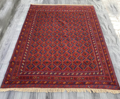 Handmade Afghan Tribal Meshwani Rug 195x155 cm KAS#774