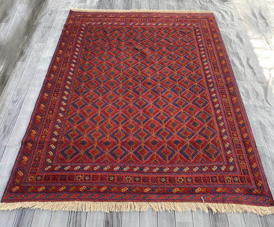 Handmade Afghan Tribal Meshwani Rug 195x155 cm KAS#774