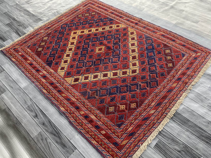 Handmade Afghan Tribal Meshwani Rug 190x158 cm KAS#776