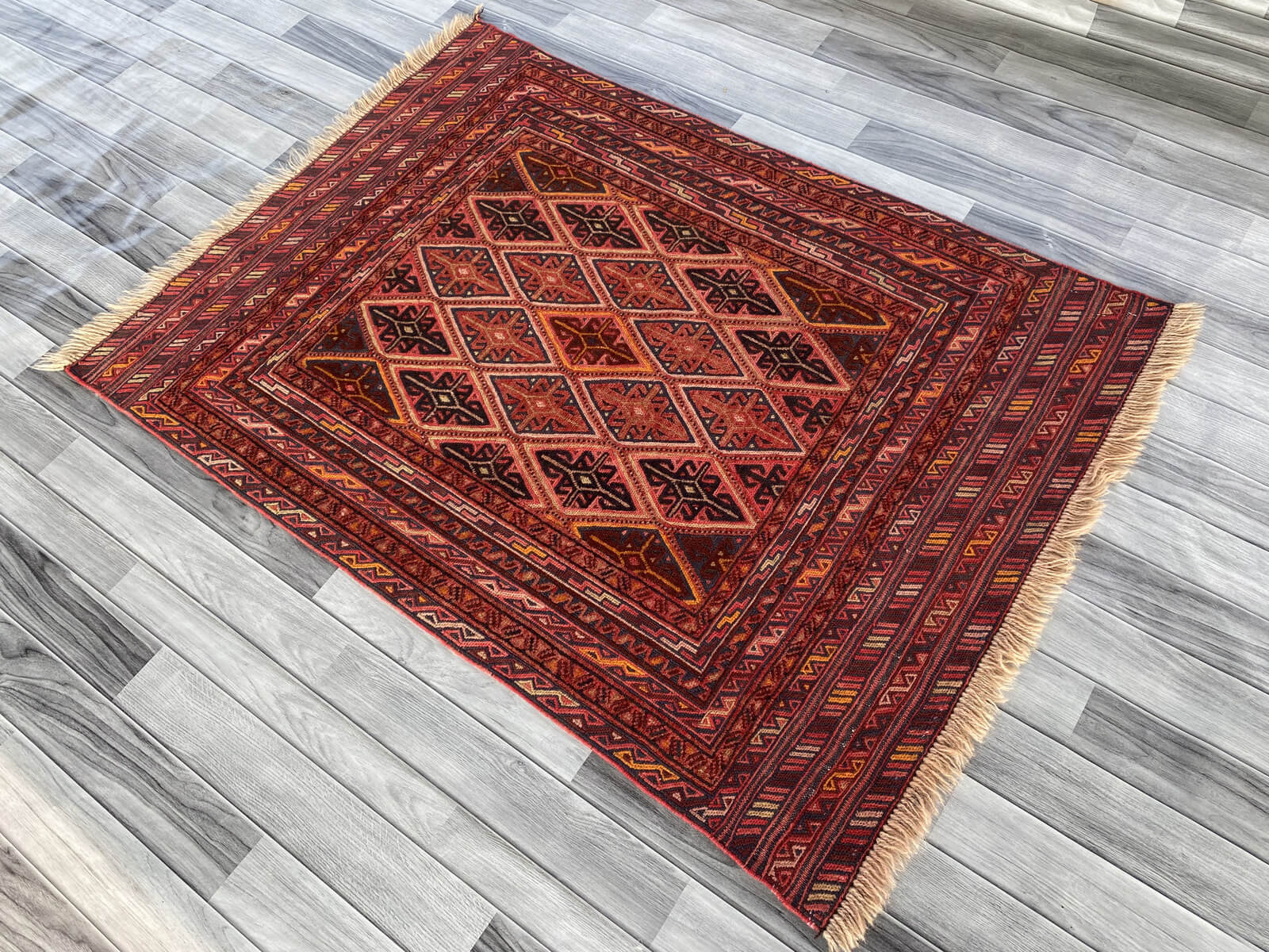 Handmade Afghan Tribal Meshwani Rug 147x107 cm KAS#779