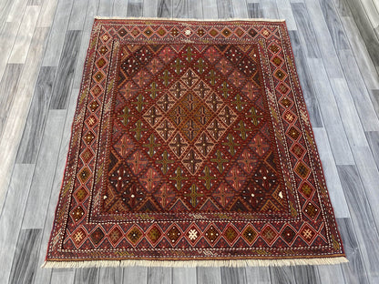 Handmade Afghan Tribal Meshwani Rug 142x123 cm KAS#780