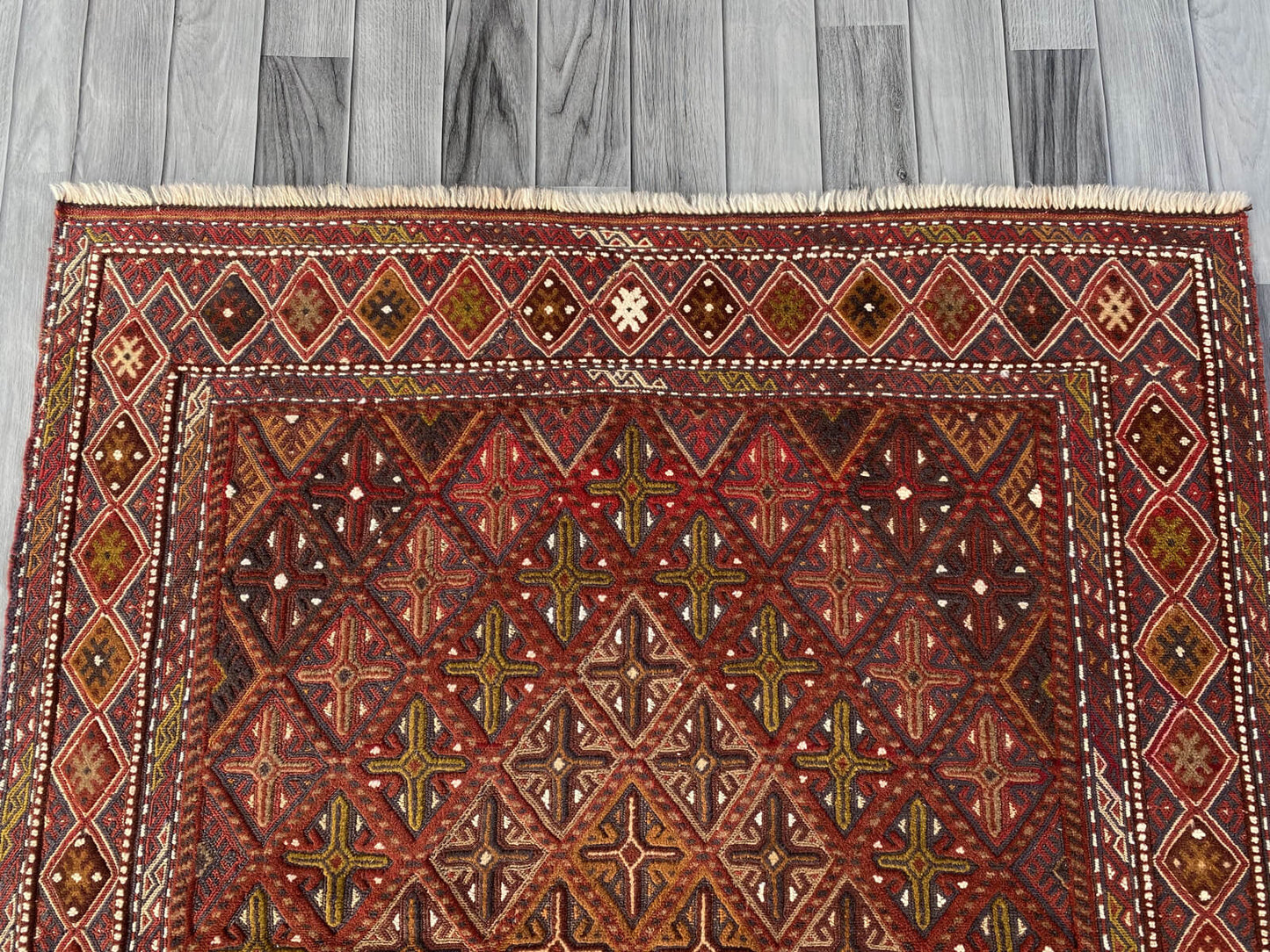 Handmade Afghan Tribal Meshwani Rug 142x123 cm KAS#780