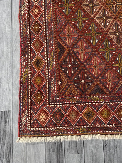 Handmade Afghan Tribal Meshwani Rug 142x123 cm KAS#780