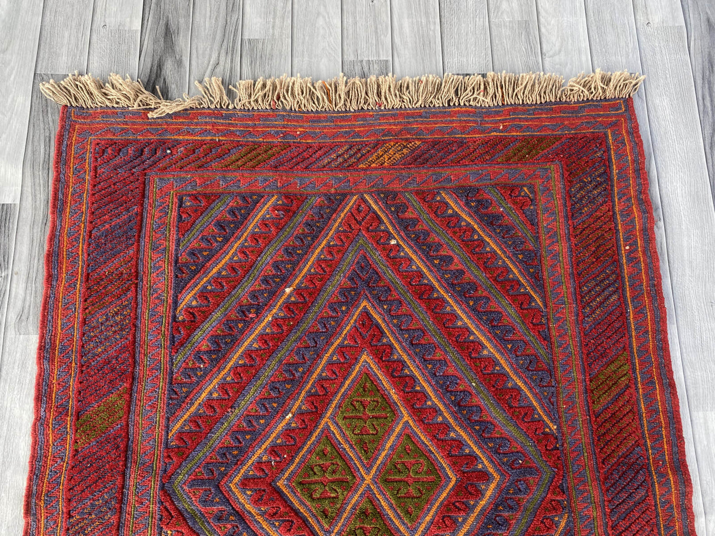 Handmade Afghan Tribal Meshwani Rug 132x110 cm KAS#781