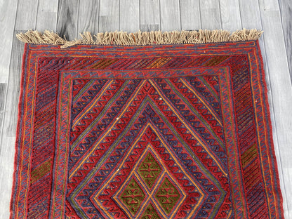 Handmade Afghan Tribal Meshwani Rug 132x110 cm KAS#781