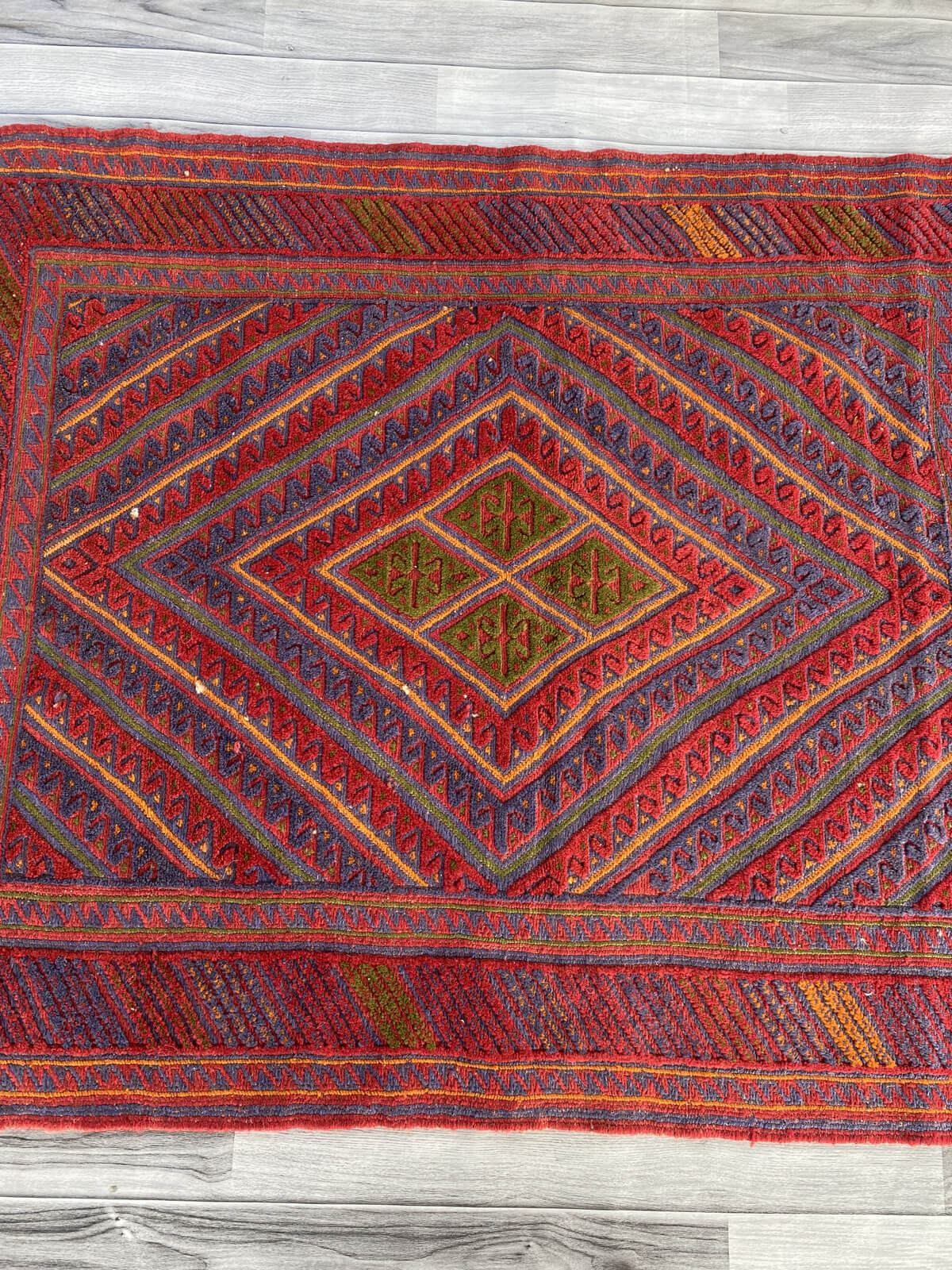 Handmade Afghan Tribal Meshwani Rug 132x110 cm KAS#781