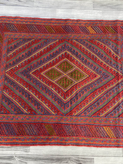 Handmade Afghan Tribal Meshwani Rug 132x110 cm KAS#781