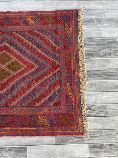 Handmade Afghan Tribal Meshwani Rug 132x110 cm KAS#781