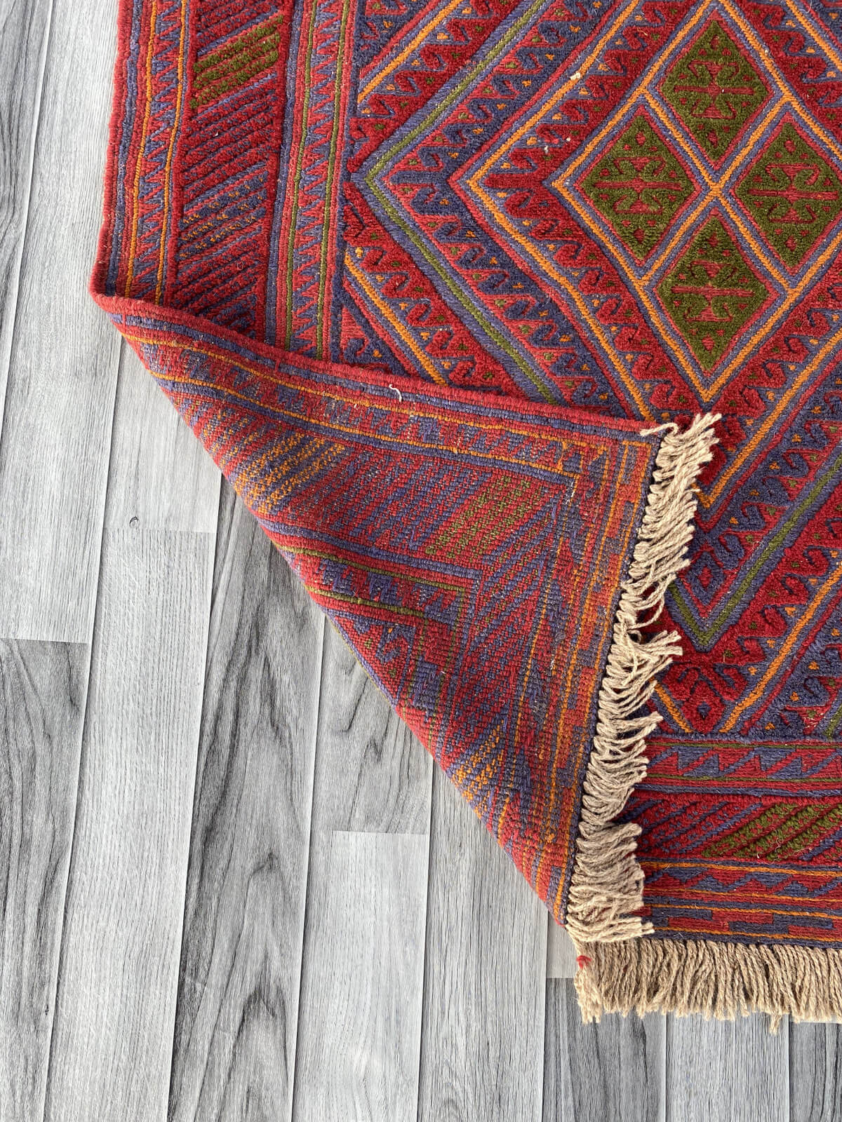 Handmade Afghan Tribal Meshwani Rug 132x110 cm KAS#781