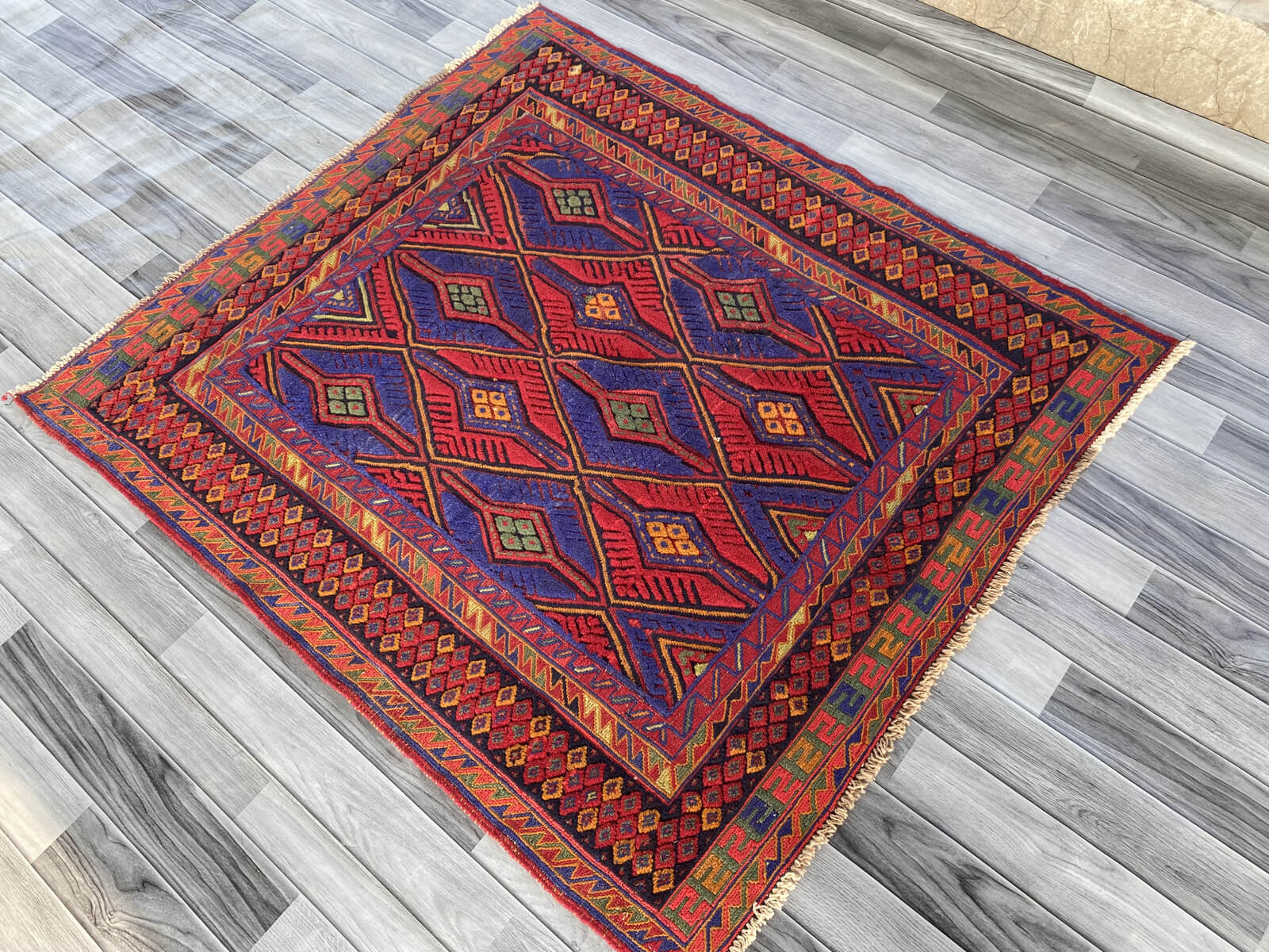 Handmade Afghan Tribal Meshwani Rug 139x125 cm KAS#782
