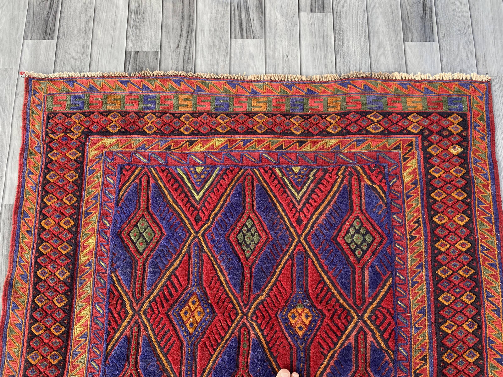 Handmade Afghan Tribal Meshwani Rug 139x125 cm KAS#782