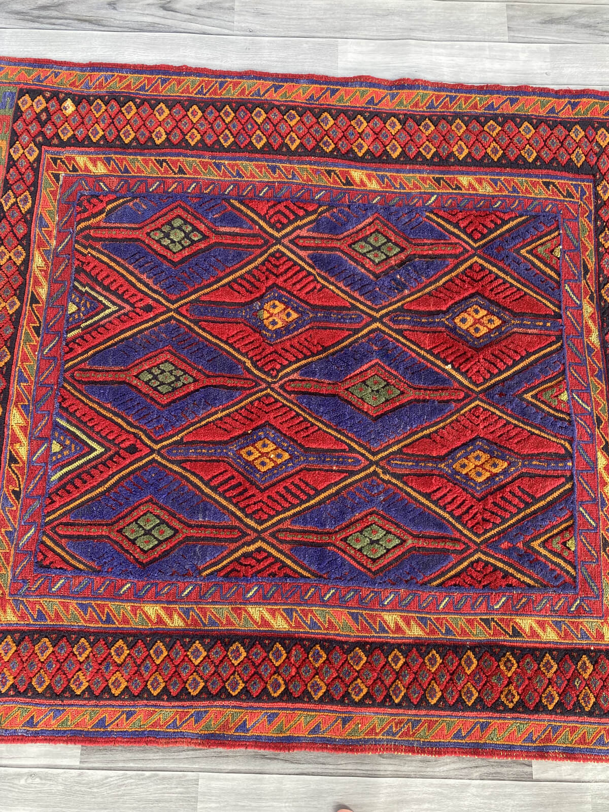 Handmade Afghan Tribal Meshwani Rug 139x125 cm KAS#782