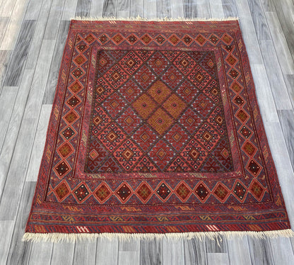 Handmade Afghan Tribal Meshwani Rug 143x121 cm KAS#783