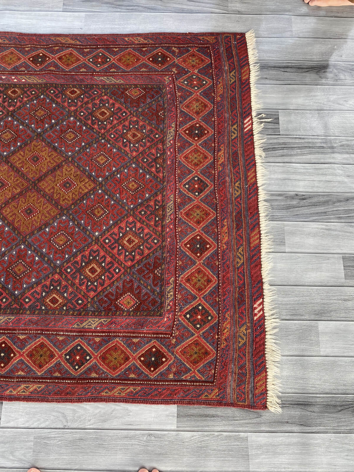 Handmade Afghan Tribal Meshwani Rug 143x121 cm KAS#783
