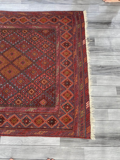 Handmade Afghan Tribal Meshwani Rug 143x121 cm KAS#783