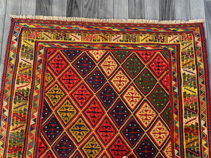 Handmade Afghan Tribal Meshwani Rug 140x125 cm KAS#784