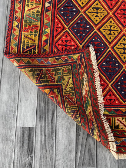 Handmade Afghan Tribal Meshwani Rug 140x125 cm KAS#784