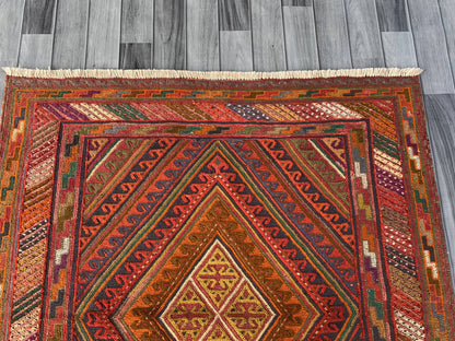Handmade Afghan Tribal Meshwani Rug 132x120 cm KAS#785