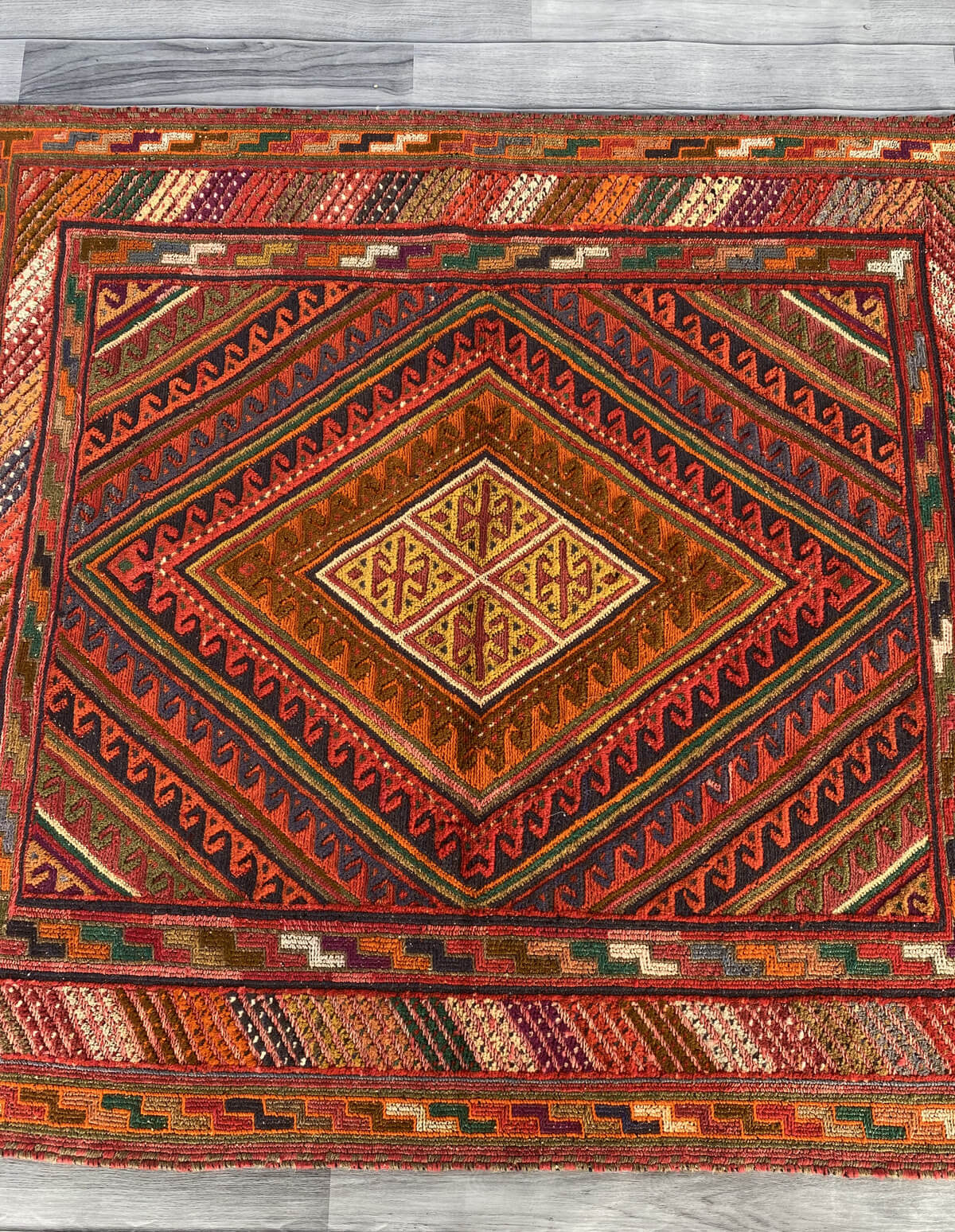 Handmade Afghan Tribal Meshwani Rug 132x120 cm KAS#785