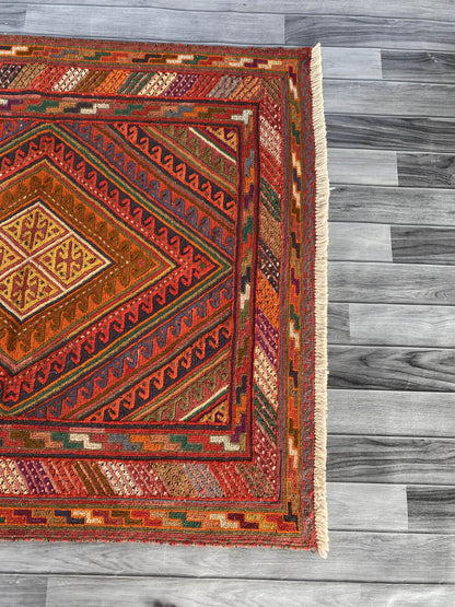 Handmade Afghan Tribal Meshwani Rug 132x120 cm KAS#785