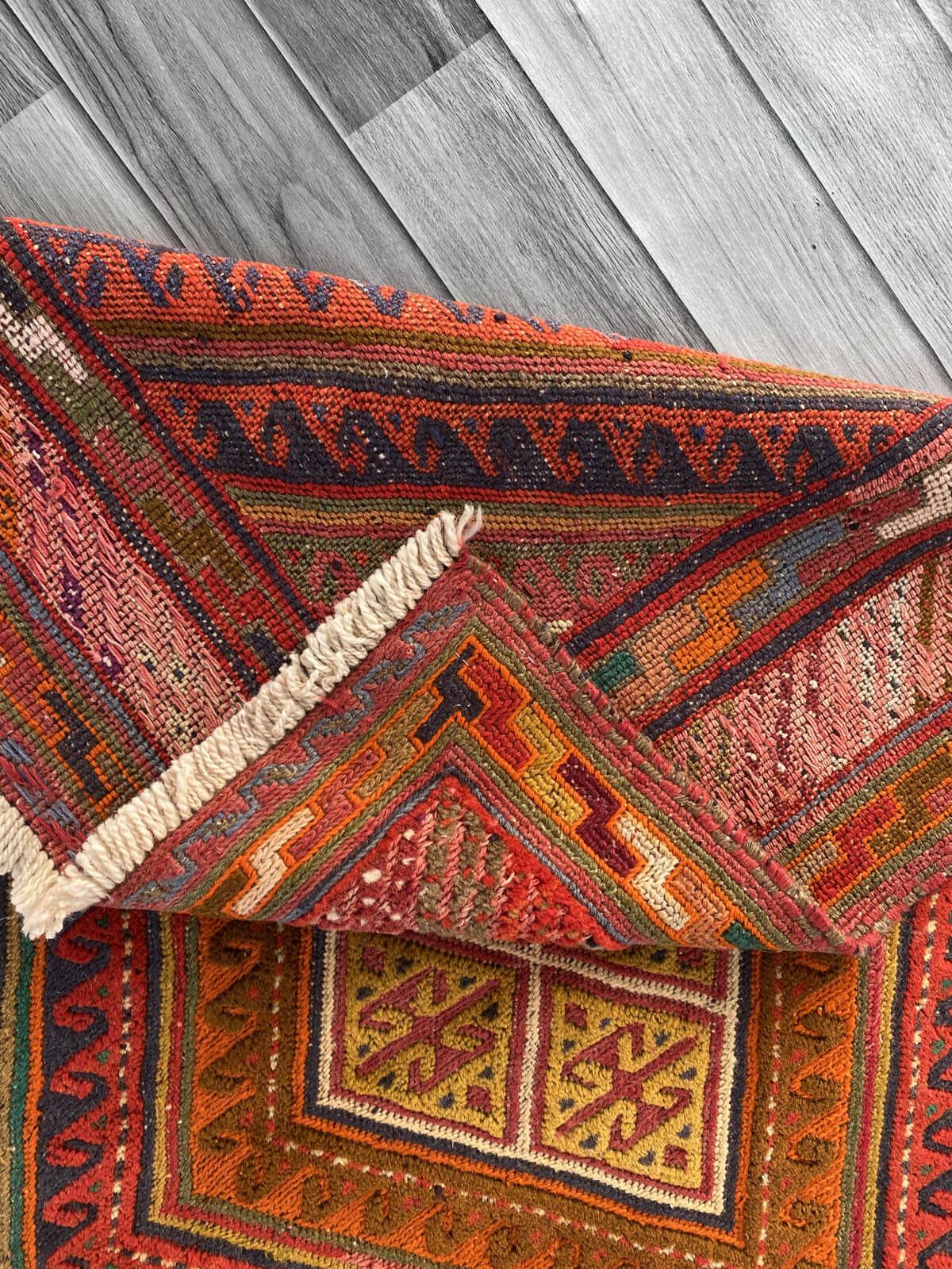 Handmade Afghan Tribal Meshwani Rug 132x120 cm KAS#785