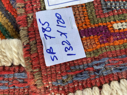Handmade Afghan Tribal Meshwani Rug 132x120 cm KAS#785