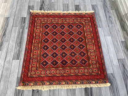 Handmade Afghan Tribal Meshwani Rug 112x106 cm KAS#786