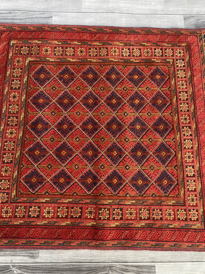 Handmade Afghan Tribal Meshwani Rug 112x106 cm KAS#786