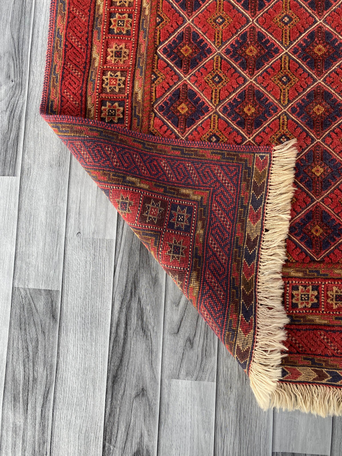Handmade Afghan Tribal Meshwani Rug 112x106 cm KAS#786