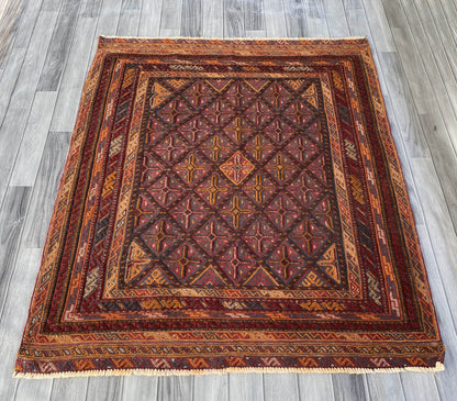 Handmade Afghan Tribal Meshwani Rug 141x127 cm KAS#787