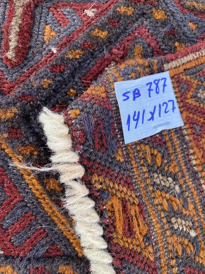 Handmade Afghan Tribal Meshwani Rug 141x127 cm KAS#787