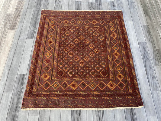Handmade Afghan Tribal Meshwani Rug 129x115 cm KAS#788